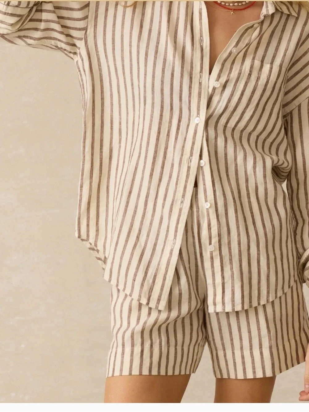 FAHERTY Laguna Linen Relaxed Shirt
in Cocoa Grove Stripe - Picture 1 of 7